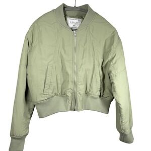 Ashley by 26 International Cropped Bomber Jacket Women‎ Sz XL Green Y2K Coat EUC